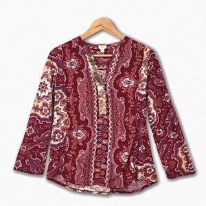 Anthropologie Tiny paisley sequin blouse small